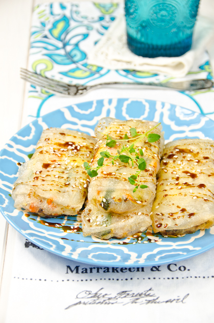Vegetable rolls with sugar cane honey